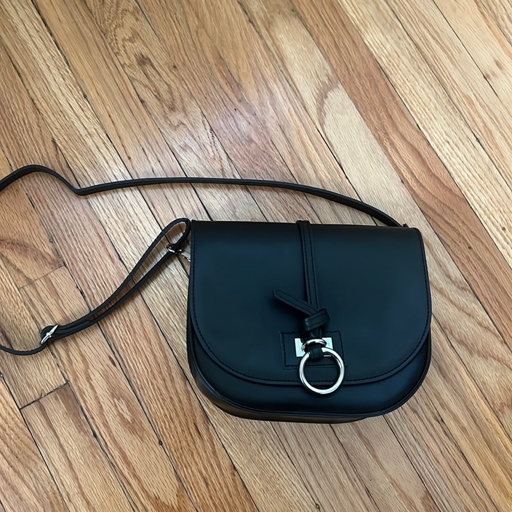 Black leather crossbody purse